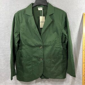 Pact Blazer Womens Medium Boulevard Brushed Twill 100% Organic Blazer Green